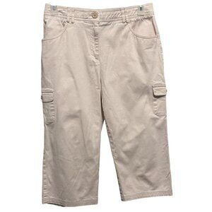 Counterparts Light Pink Capri Pants Cotton Stretch Carpenter Patch Pockets Sz 12